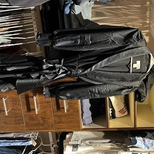 Rachel Parcell Black Satin Wrap Dress